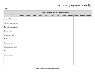 Aed Monthly Check Sheet