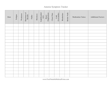 Anemia Symptom Tracker Medical Form