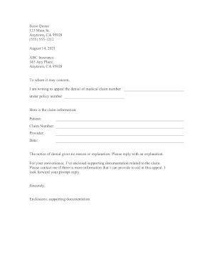 Appeal Medical Claim Denial Medical Form