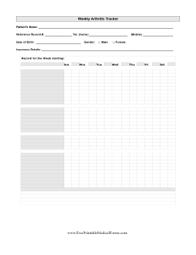 Arthritis Tracker Medical Form