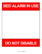 Bed Alarm In Use Hospital Door Sign Medical Form