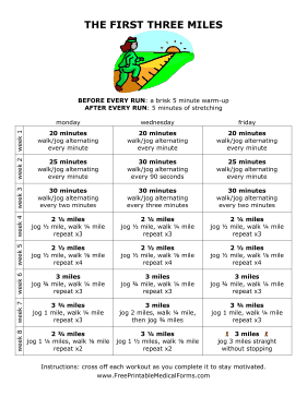 Printable Beginning Runner Workout Plan