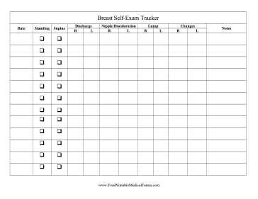 Breast Self-Exam Log Medical Form