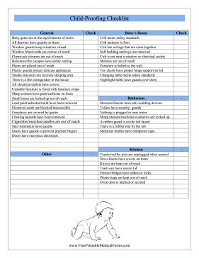 Childproofing Checklist Medical Form