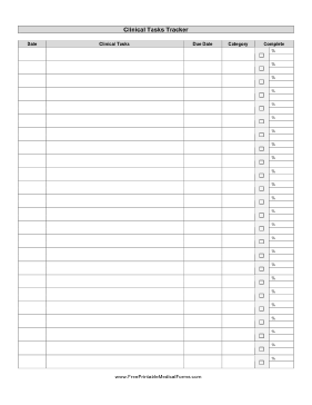 Clinical Tasks Tracker Medical Form