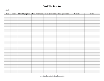 Cold Flu Tracker Medical Form