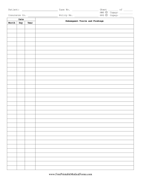 Continuation Exam Full Sheet Medical Form