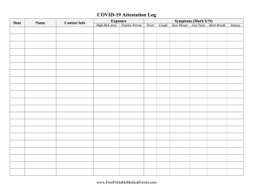 Covid Attestation Log Medical Form