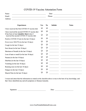 Covid Vaccine Attestation Form Medical Form