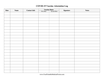 Covid Vaccine Attestation Log Medical Form