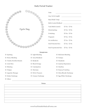 Daily Period Tracker Medical Form