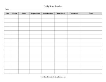 Daily Stats Tracker Medical Form