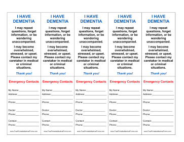 Dementia Wallet Card Medical Form