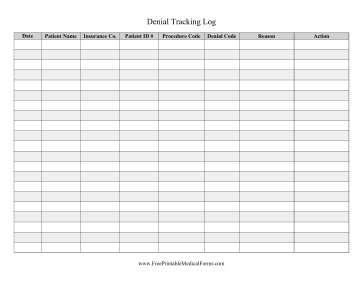 Denial Tracking Log Medical Form