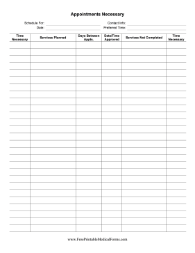 Dental Appointments Necessary Form Medical Form