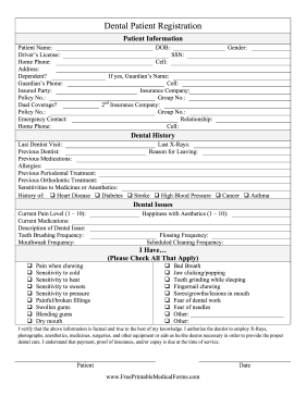 Dental Patient Registration Medical Form