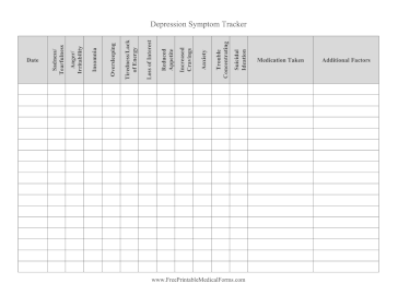 Depression Symptom Tracker Medical Form