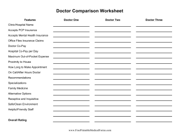 Doctor Comparison Medical Form