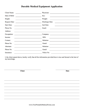 Durable Medical Equipment Application Medical Form