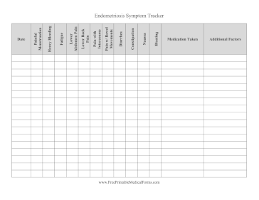 Endometriosis Symptom Tracker Medical Form