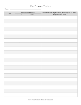 Eye Pressure Tracker Medical Form