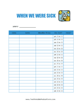 Family Illnesses Record Medical Form