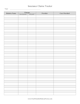 Family Insurance Claims Tracker Medical Form