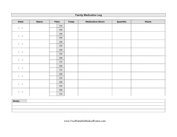 Printable Family Medication Log