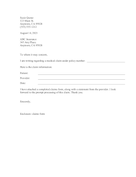 File Medical Claim Letter Medical Form