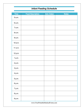 Infant Feeding Schedule Medical Form