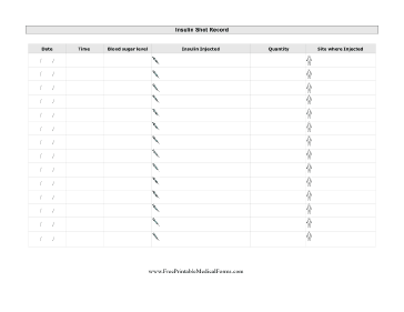 Insulin Shot Record Medical Form