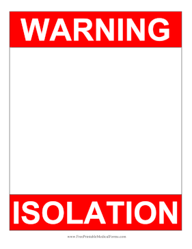 Isolation Hospital Door Sign Medical Form