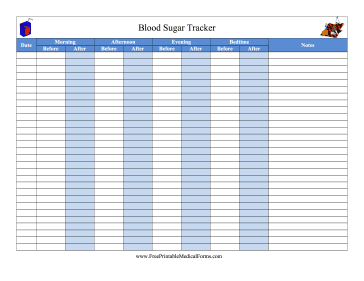 Kids Blood Sugar Tracker Medical Form