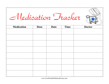 Kids Medication Tracker Medical Form