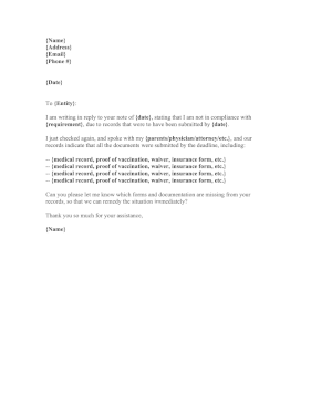 Letter Listing Medical Records On File Medical Form