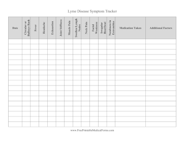 Lyme Disease Symptom Tracker Medical Form