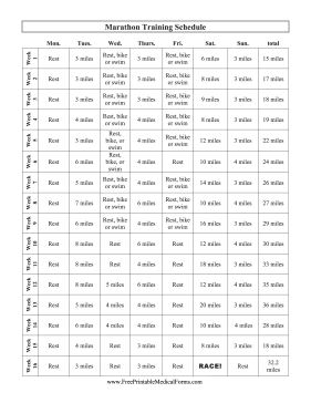 Marathon Training Schedule Medical Form