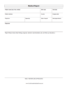 Medical Report Medical Form