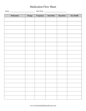 Medication Flow Sheet Medical Form