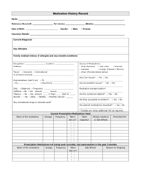 Medication History Medical Form