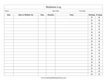 Printable Meditation Log