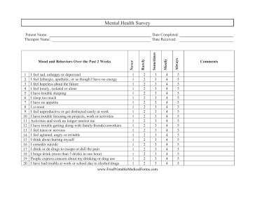 Mental Health Survey Medical Form