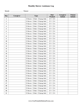 Printable Cna Shower Sheets