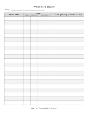 Multiple Prescriptions Tracker Medical Form