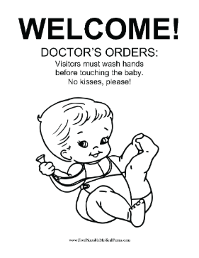 Newborn Baby Germ Safety Sign Medical Form