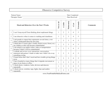 Obsessive Compulsive Survey Medical Form