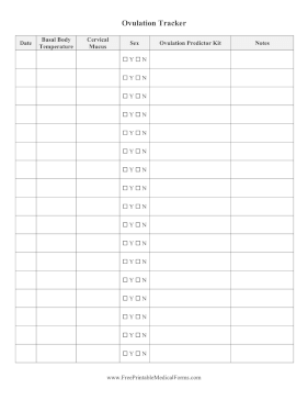 Ovulation Tracker Medical Form