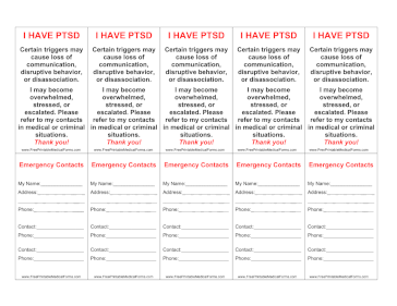 PTSD Wallet Card Medical Form