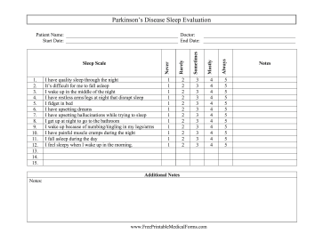 Parkinsons Evaluation Medical Form