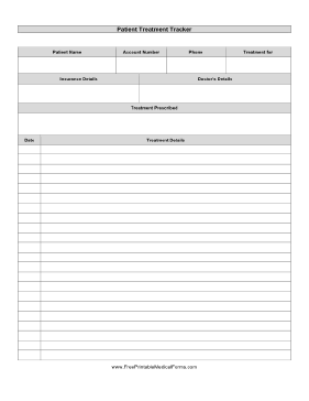 Patient Treatment Tracker Medical Form